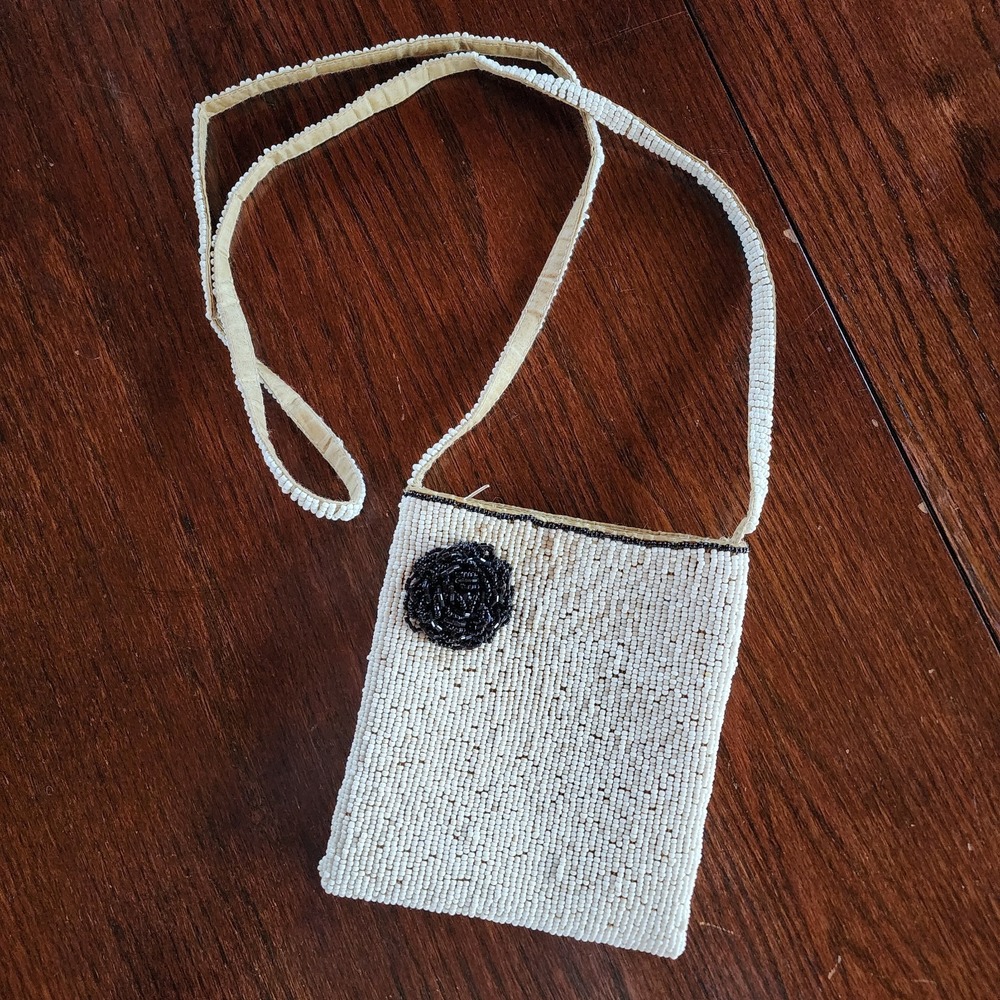 Vintage Fully Beaded Purse Twee Retro Boho Hippie Going Out Party Crossbody